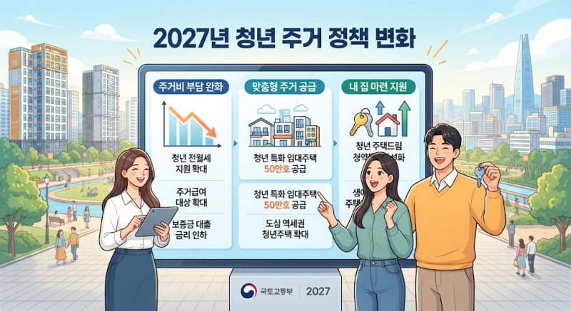 2027년 청년월세 지원, 소득 기준 중위소득60%에서 100%까지 대폭 완화됩니다