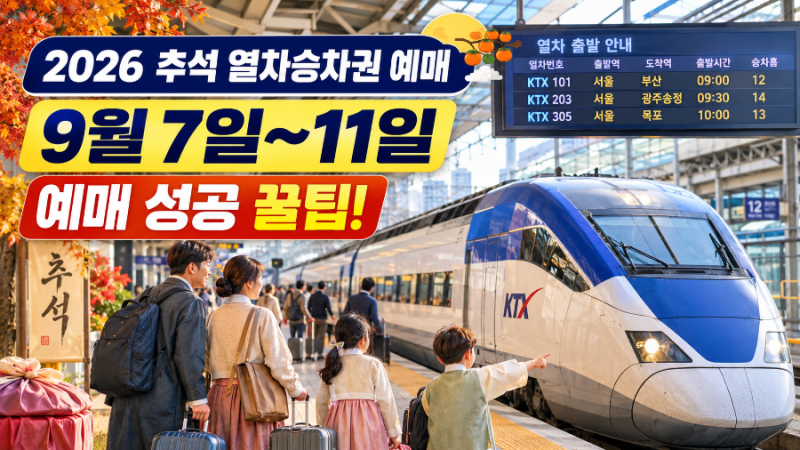 추석 열차승차권 예매 가이드 / 9월7일~11일 /추천예매전략