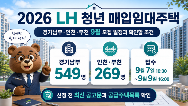 2026 LH 청년 매입임대주택｜경기남부·인천부천 9월 신청 일정과 조건 정리