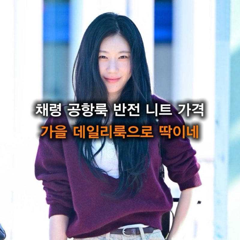 “채령 공항룩 속 니트 가격 보고 깜짝..” 가을 데일리룩으로 딱이네