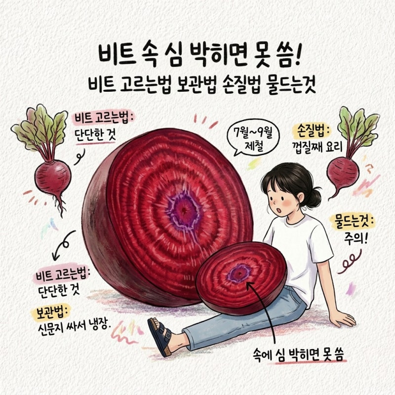 속에 심 박히면 못 씀 비트 고르는법 보관법 손질법 물드는것 제철