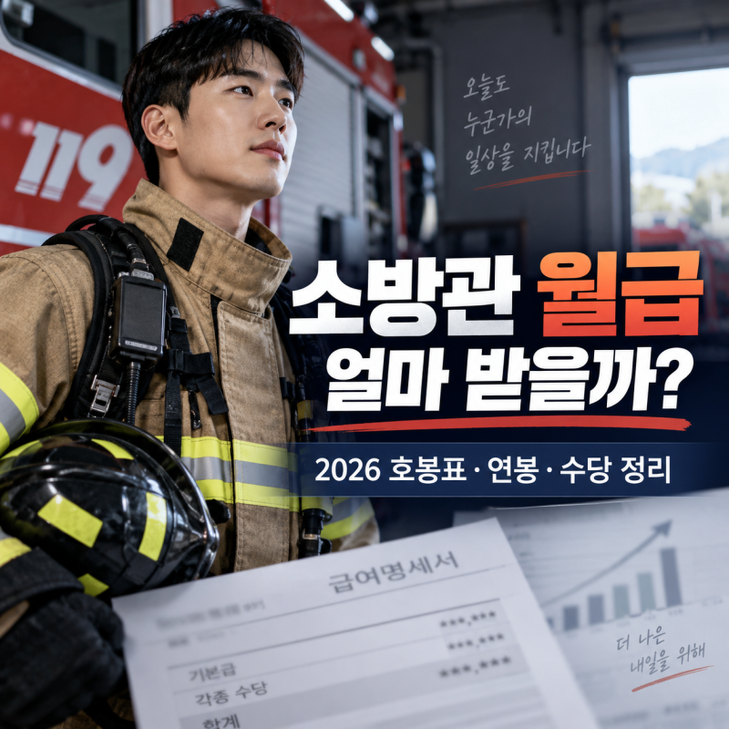 소방관 월급 얼마 받을까? 2026 소방사부터 소방정감까지 호봉표와 연봉·수당 정리