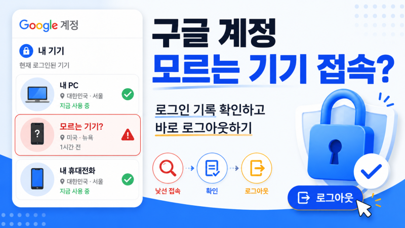 구글 계정 로그인 기록 확인 방법, 모르는 기기 접속됐을 때 로그아웃하기