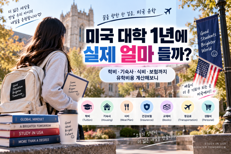 미국 대학 1년에 실제 얼마 들까? 학비·기숙사·식비·보험까지 유학비용 계산해보니