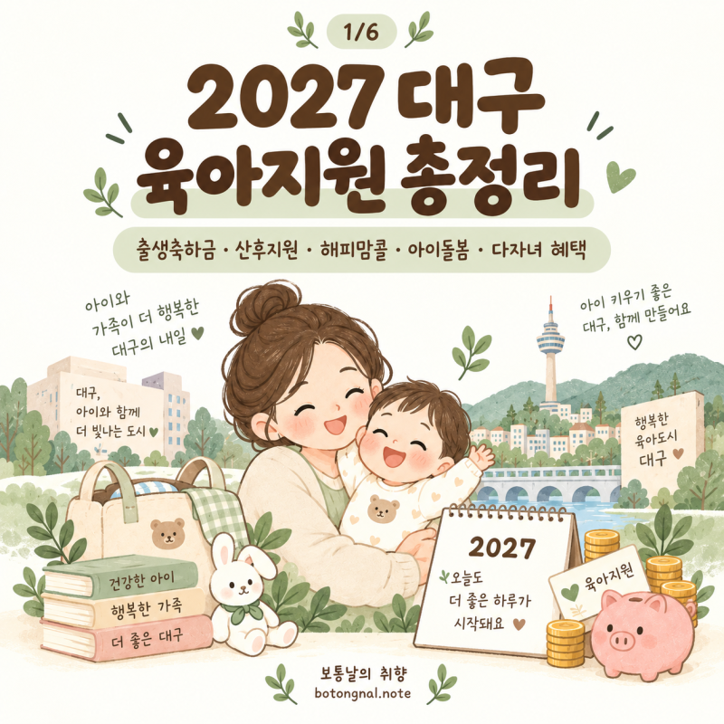 2027 대구 육아지원 총정리｜출산지원금부터 돌봄까지