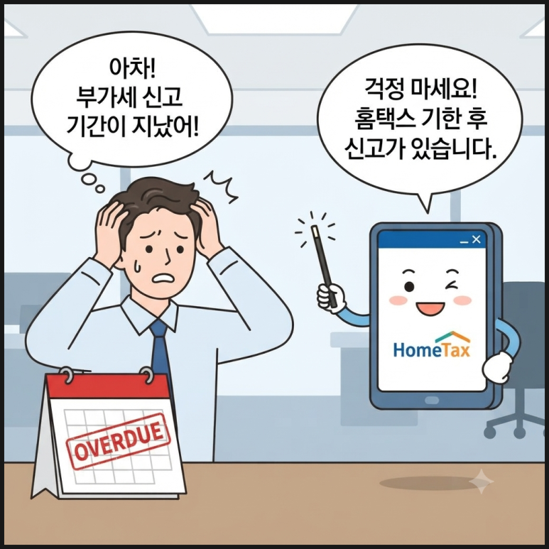 부가가치세 신고 기한을 놓쳤다면? 홈택스 부가가치세 기한 후 신고 방법 총정리