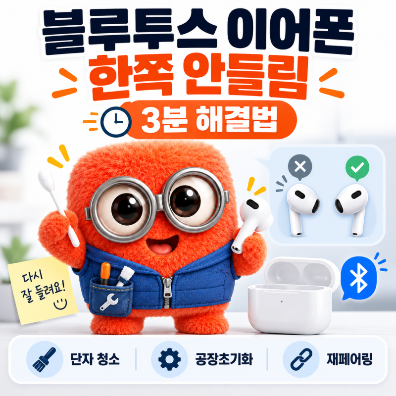 블루투스 이어폰 한쪽 안들림 3분 해결법: 단자 청소부터 기종별 공장초기화 완벽 가이드