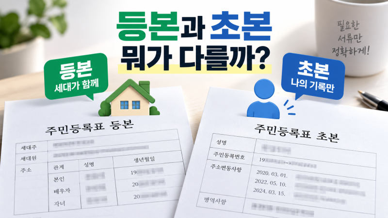 주민등록등본과 초본 차이｜어디에 무엇을 제출해야 할까?