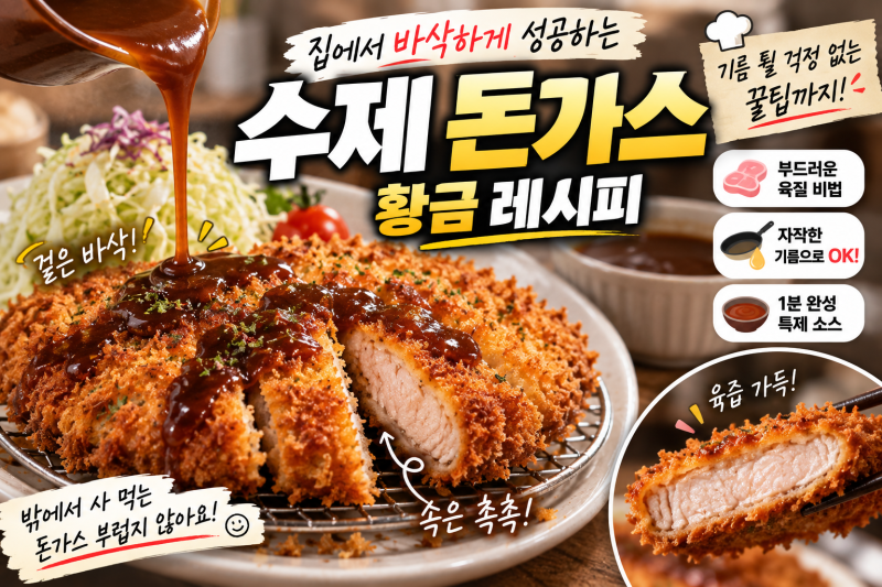 집에서 바삭하게 성공하는 수제 돈가스 황금 레시피 (기름 튈 걱정 없는 팁까지)