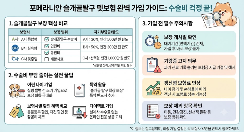 포메라니안 슬개골탈구 펫보험 비교, 수술비 부담 줄이는 꿀팁과 가입 전 주의사항