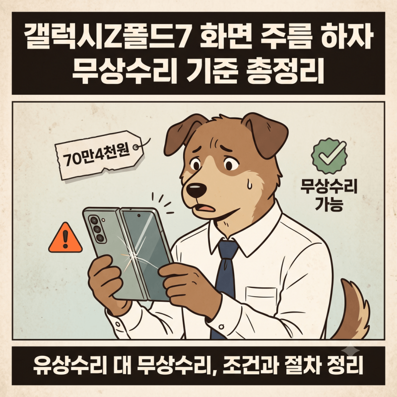 갤럭시Z폴드7 화면 주름 유상수리 70만4천원, 무상수리 받는 조건과 절차 정리