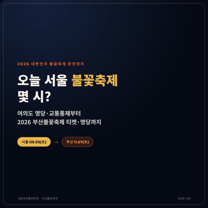 오늘 여의도 불꽃축제 몇 시? 서울 명당·교통통제부터 2026 부산불꽃축제 티켓·명당까지