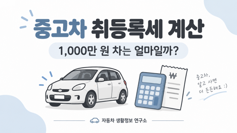 중고차 취등록세 계산 방법｜1,000만 원짜리 차는 얼마일까?