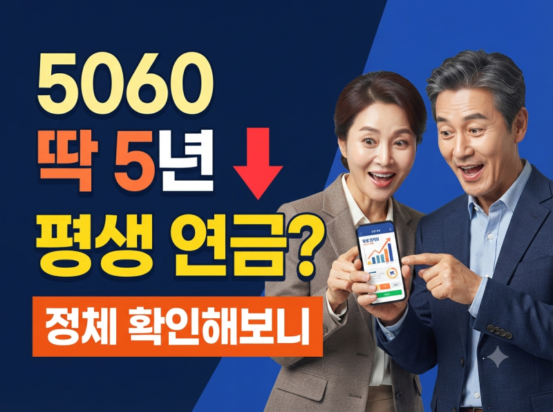 “딱 5년만 내고 평생 받는다?”,,,, 5060 위한 초고속 연금 정체