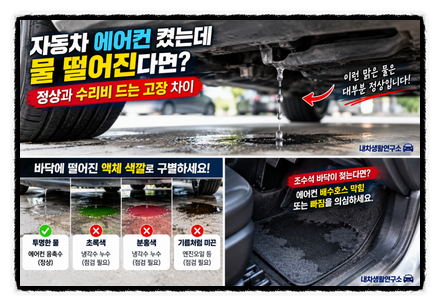 자동차 에어컨 켰는데 물 떨어진다면? 정상과 수리비 드는 고장 차이