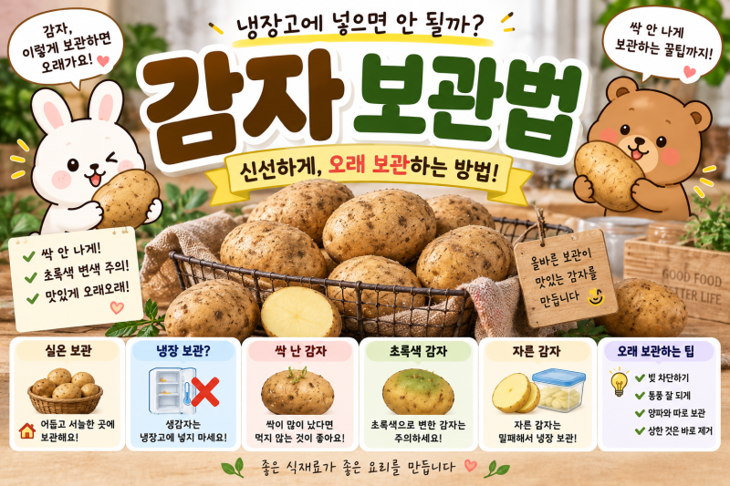 감자 보관법, 냉장고에 넣으면 안 될까? 싹 나지 않게 오래 보관하는 방법
