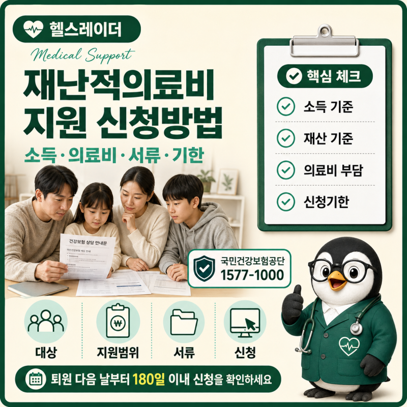 2026 재난적의료비 지원 대상과 신청방법, 소득·재산·의료비 기준 및 서류