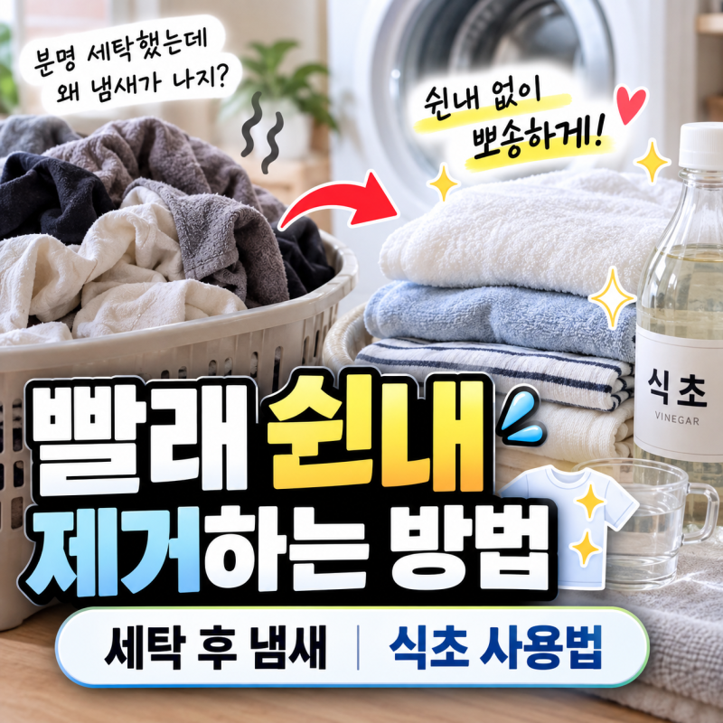 빨래 쉰내 제거하는 방법(세탁 후 냄새, 식초 사용법)
