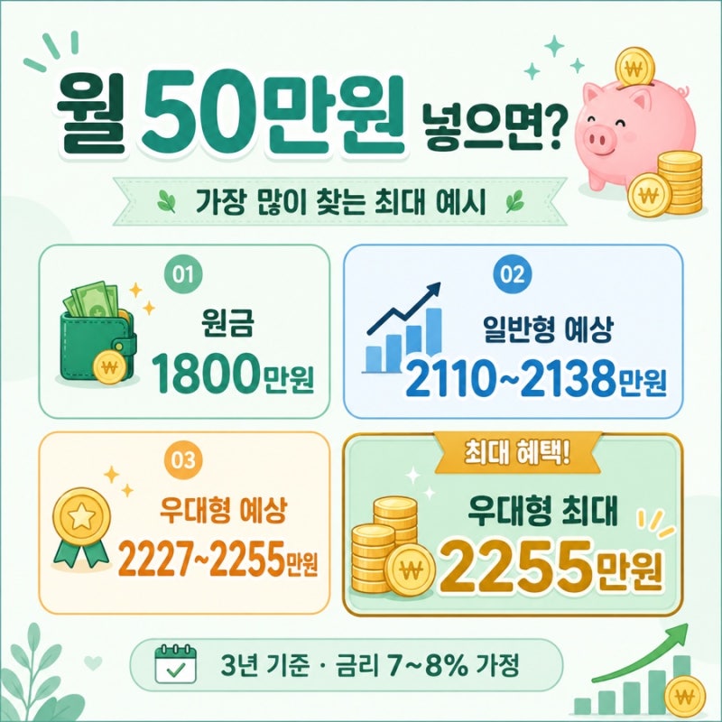 청년미래적금 월 50만원 부담되면? 20·30·40만원 만기금액 계산
