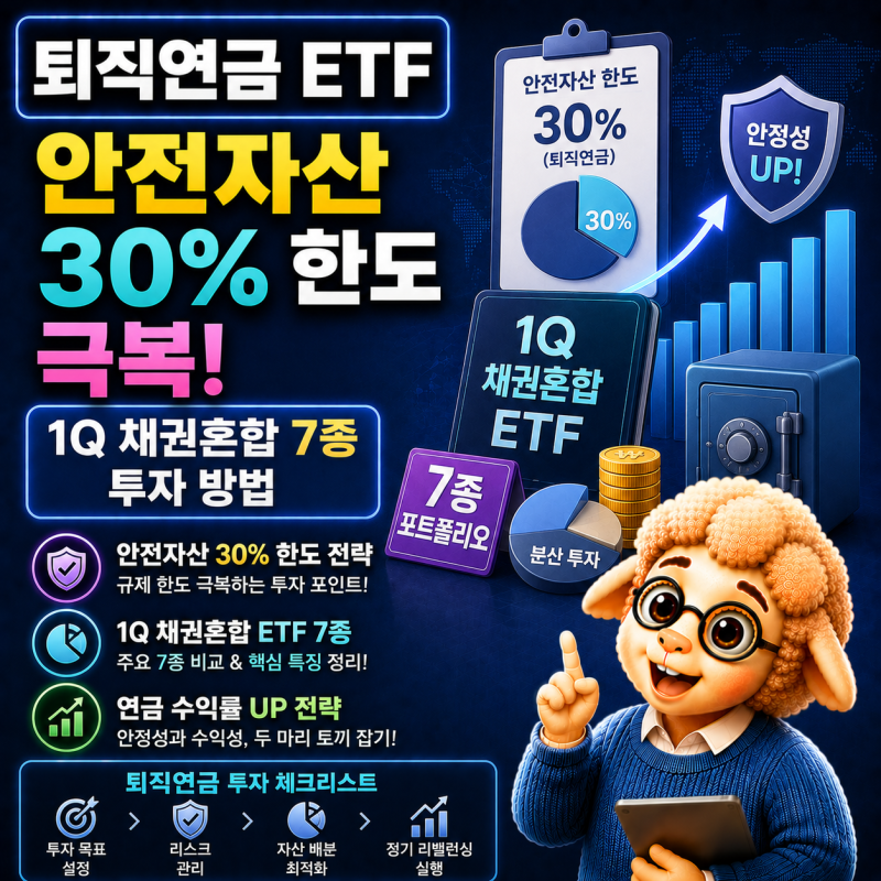 퇴직연금 ETF 안전자산 30% 한도 극복! 1Q 채권혼합 7종 투자 방법