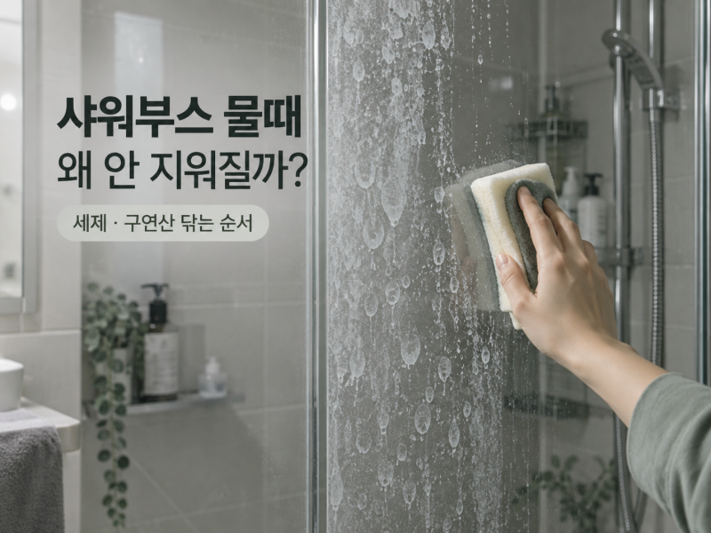 샤워부스 유리 물때 제거법｜뿌연 얼룩 안 지워질 때 세제·구연산 순서