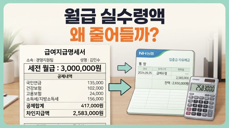 월급 실수령액 계산, 4대보험은 왜 이렇게 빠질까요?