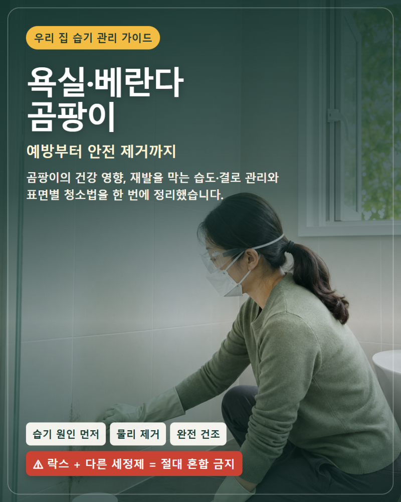 욕실·베란다 곰팡이, 락스만 뿌리면 끝? 예방부터 안전한 제거까지 총정리