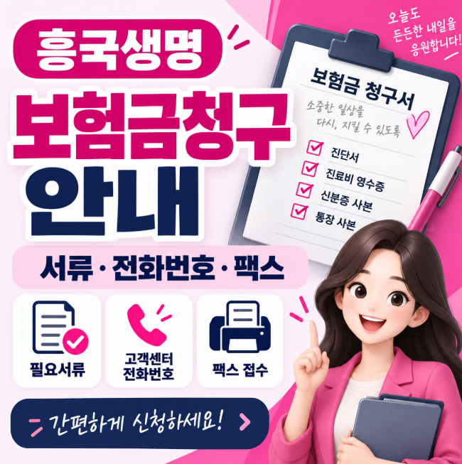 흥국생명 보험금청구 방법, 필요서류·고객센터 전화번호와 팩스 접수