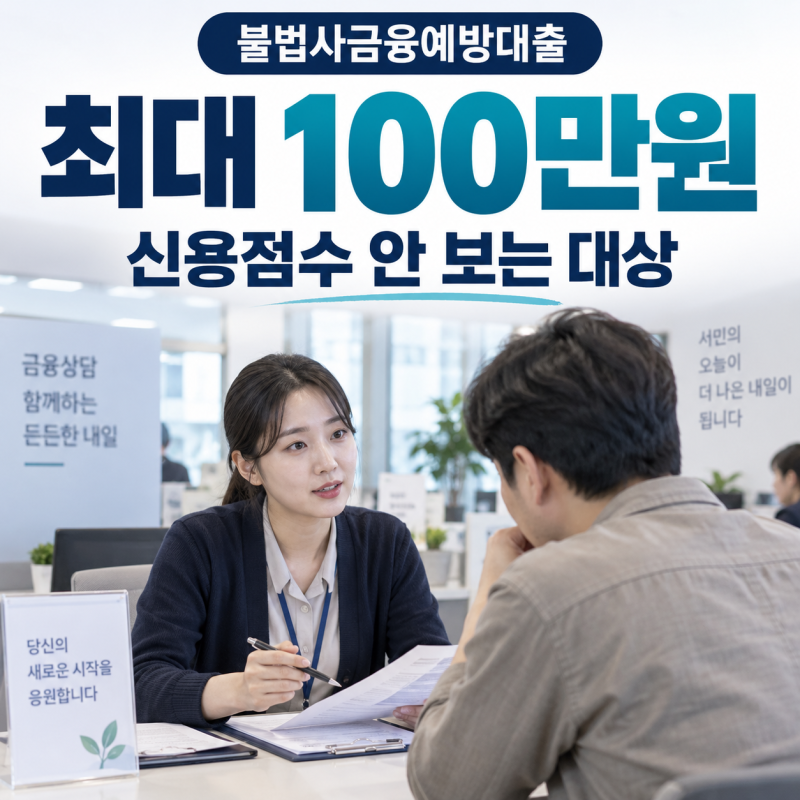 불법사금융예방대출 조건 완화 신용점수 기준·대상·최대 100만원 총정리