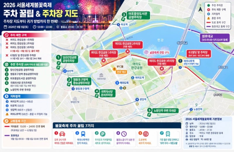 2026 여의도 불꽃축제 주차 꿀팁 - 안전하고 빠른정보