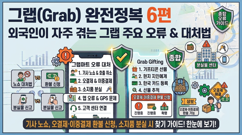 외국인이 자주 겪는 그랩 오류 대처법 (노쇼·오결제·분실물)