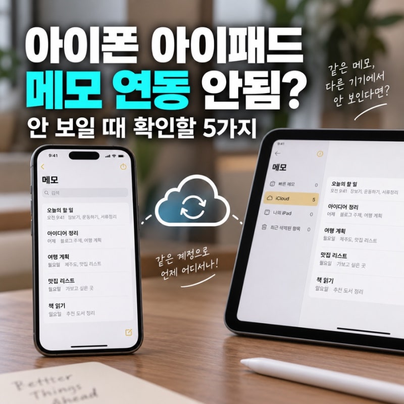 아이폰 아이패드 메모 연동 안됨? 안 보일 때 확인할 5가지