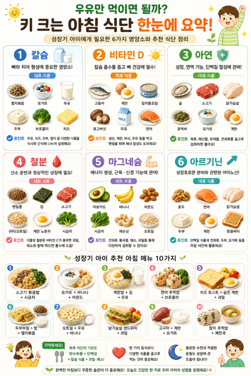 우유만 먹이면 될까? 성장기 아이를 위한 아침 식단과 영양소 가이드