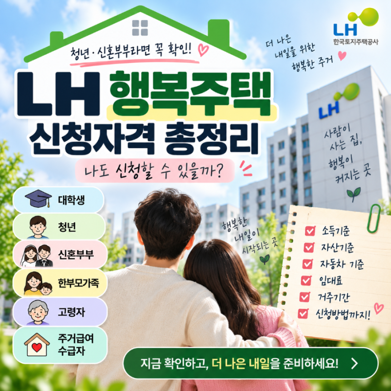 LH 행복주택 신청자격 총정리 청년·신혼부부라면 꼭 확인해야 할 조건