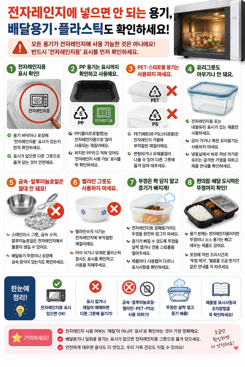 전자레인지에 넣으면 안 되는 용기, 배달용기·플라스틱도 확인하세요