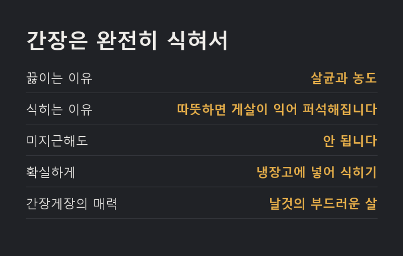 간장게장 담그는 법 간장은 완전히 식혀서 부어야 합니다