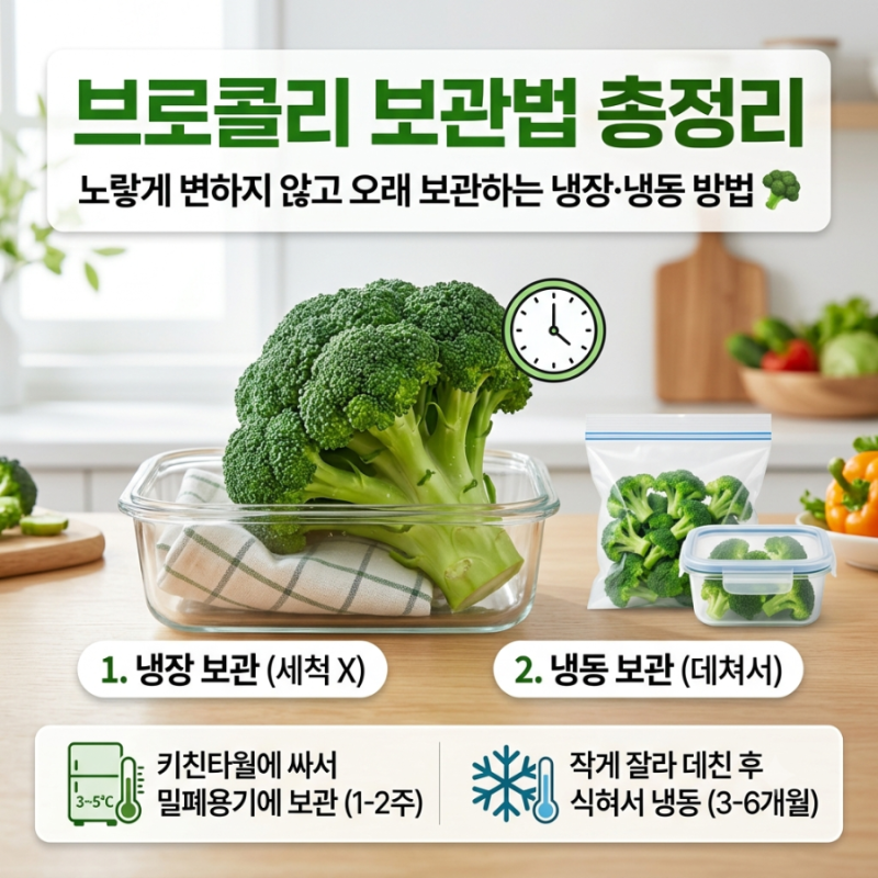 브로콜리 보관법 총정리｜노랗게 변하지 않고 오래 보관하는 냉장·냉동 방법