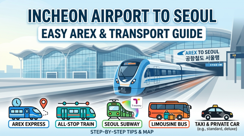 [인천공항 교통 총정리] 외국인 친구도 쉽게 따라하는 서울역·명동·강남 이동 방법 (AREX·공....
