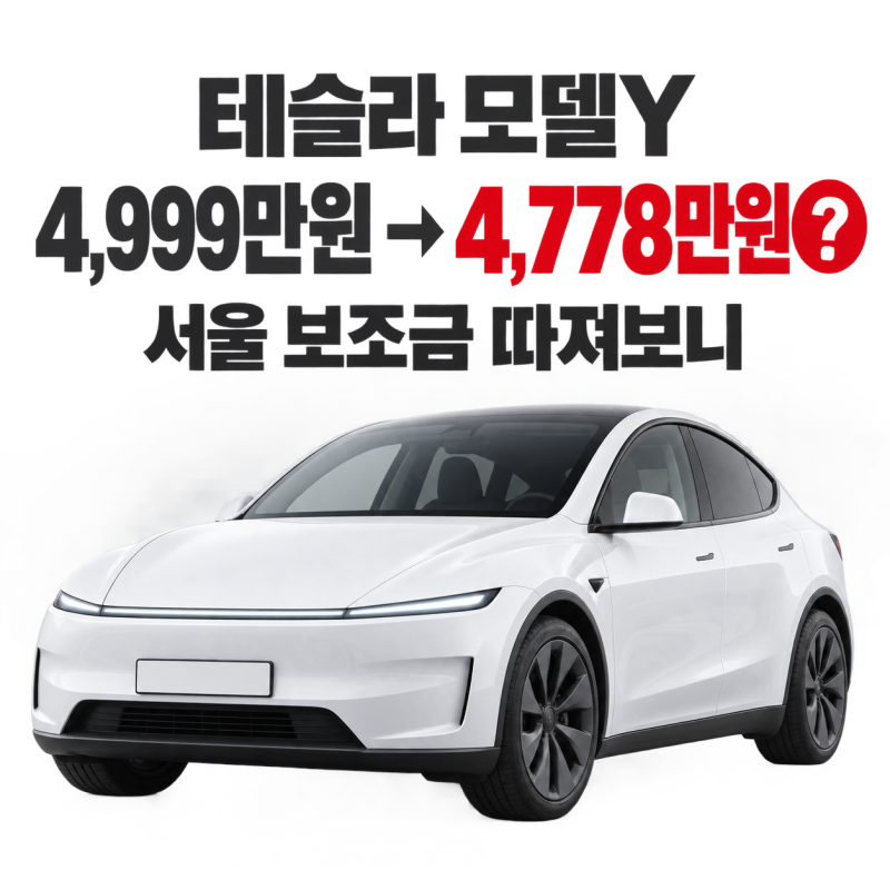 “4,999만원인데 서울은 4,778만원?” 2026 테슬라 모델Y 가격·보조금 따져보니
