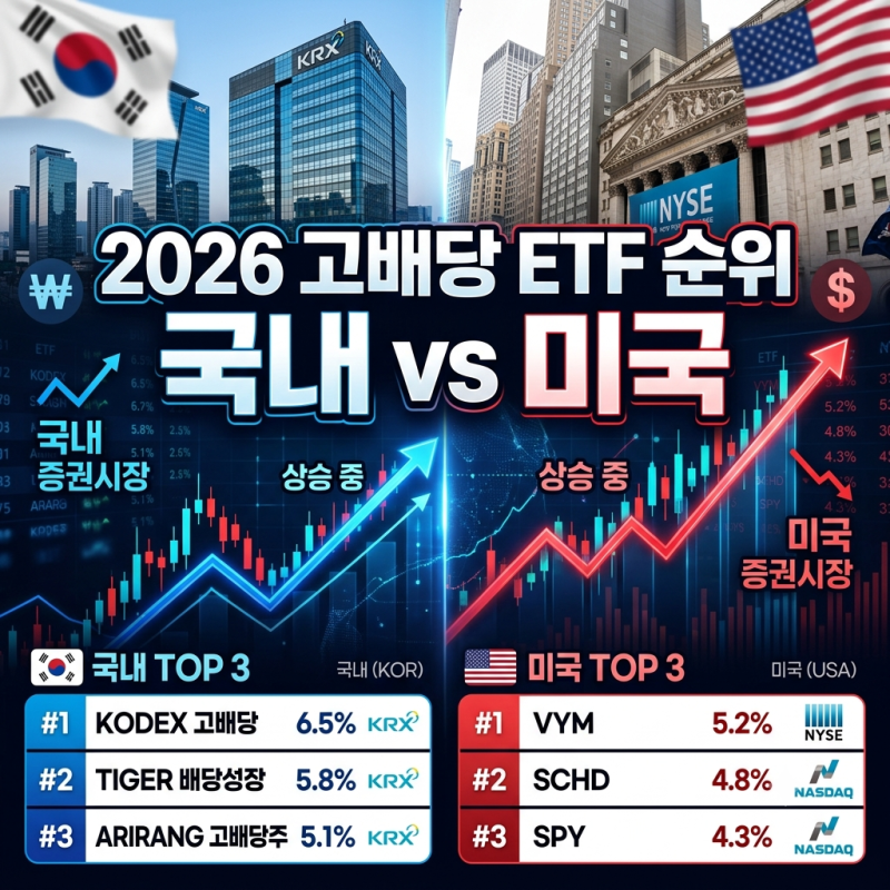 고배당ETF순위 국내·미국 TOP5 비교… 배당률만 보면 오히려 손해 보는 이유