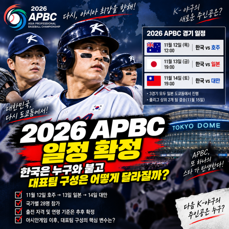 2026 APBC 일정 확정_한국은 누구와 붙고 대표팀 구성은 어떻게 달라질까