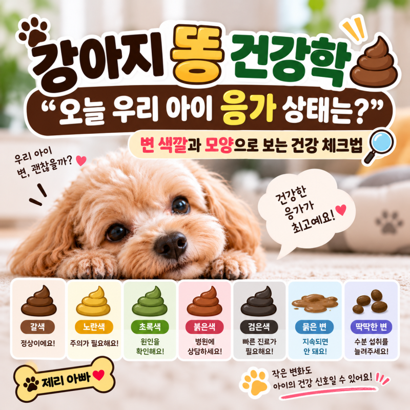 [강아지 똥 건강학] "오늘 우리 아이 응가 상태는?" 변 색깔과 모양으로 보는 건강 체크법