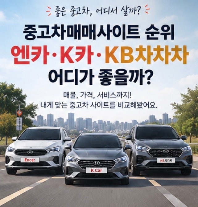 중고차매매사이트 순위, 엔카 K카 KB차차차 어디가 좋을까?
