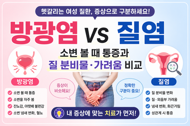 소변볼 때 따끔… 방광염일까 질염일까? 증상으로 비교해 봤습니다~
