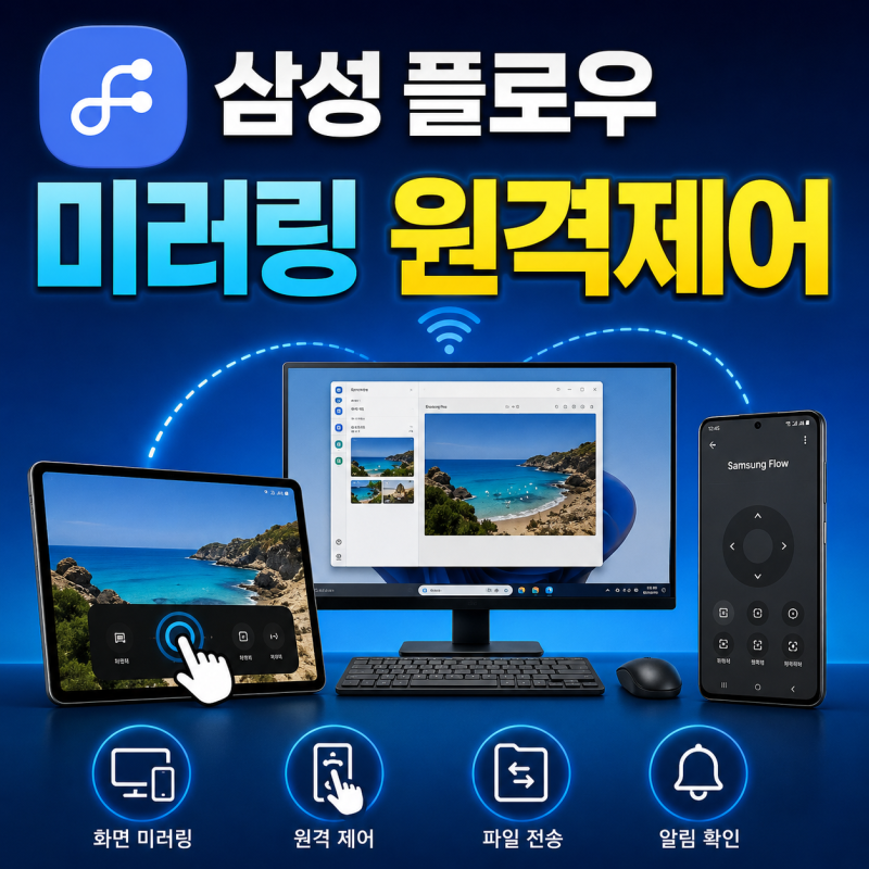 PC에서 태블릿 원격제어 되는 삼성 플로우 키보드 인식도 굳