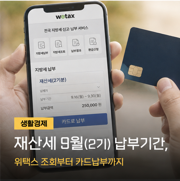재산세 9월(2기) 납부기간, 위택스 조회부터 카드납부까지 알아보기