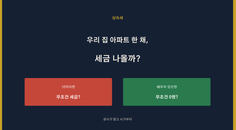 아파트 한 채면 상속세 내나? 배우자 있으면 10억까지 0원인 이유