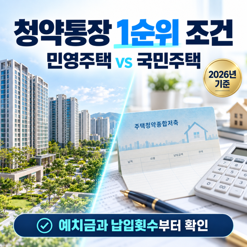 청약통장 1순위 조건 완벽 정리, 민영주택과 국민주택 차이