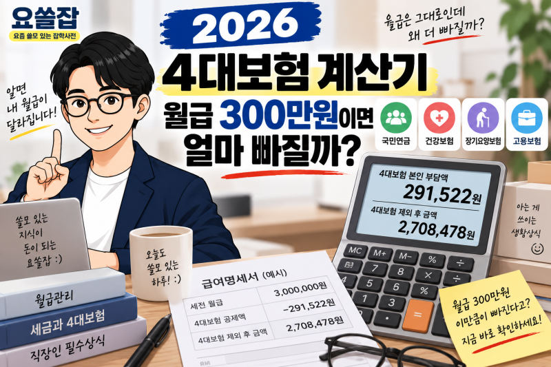 2026 4대보험 계산기｜월급 300만원이면 얼마 빠질까?