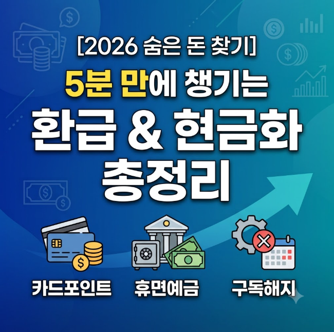 [2026] 숨은 돈 찾아 환급받기! 카드 포인트 현금화·휴면예금·구독 해지 환불 총정리